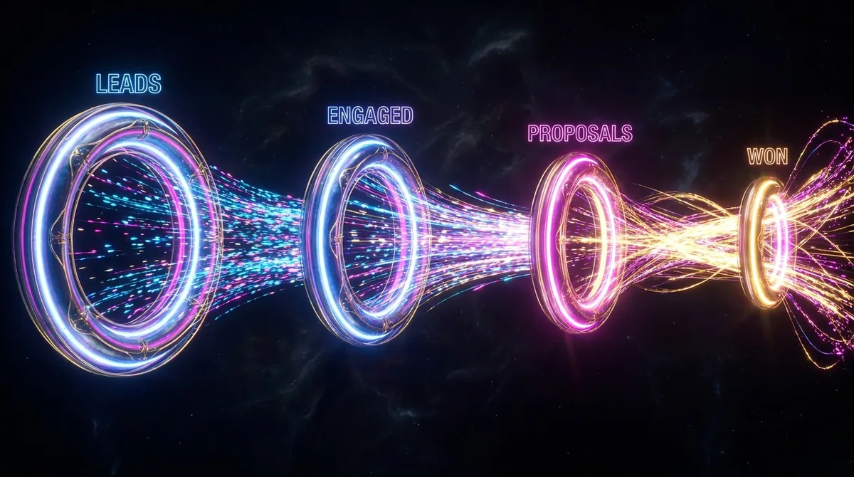 Pipeline velocity shown as floating rings joined by particle streams